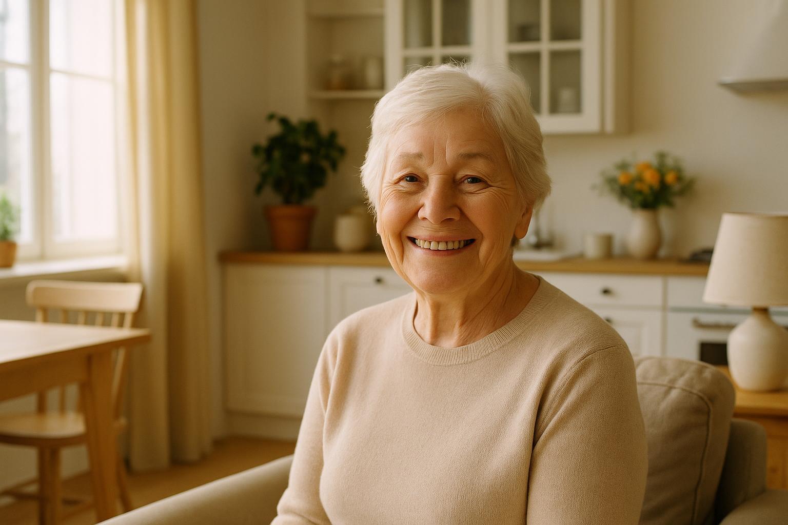 Senior smiling in a comfortable setting, illustrating the importance of hearing health.