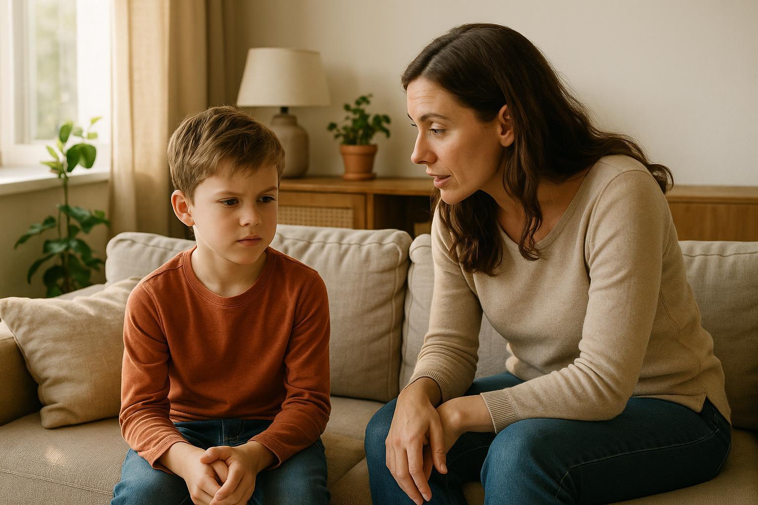 Adult and child in discussion, illustrating auditory processing challenges.